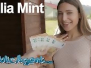 Public Agent brunette Talia Mint sucks and fucks outdoors