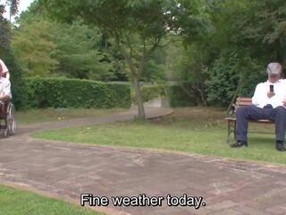 Subtitled Bizarre Japanese Half Naked Caregiver Outdoors