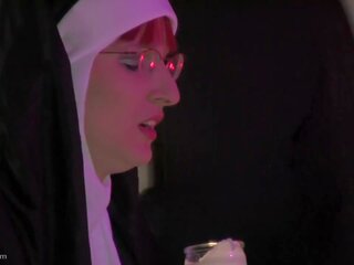 Roleplay Done Right As hot Redhead Nun Rides A Hard Wooden Dildo Under Rule Of enchanting Priest