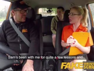 Fake Driving School Exam failure introduces to fabulous flirty blonde car fuck