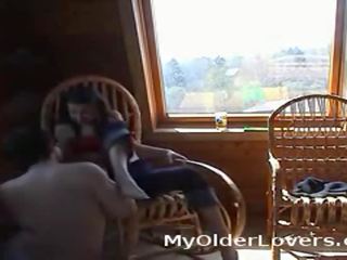 Marvelous Russain Teen Enjoy An Old pecker Caught By Spycam