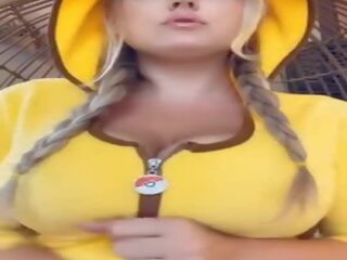 Lactating Blonde Braids Pigtails Pikachu Sucks & Spits Milk On Huge Boobs Bouncing On Dildo Snapchat xxx film shows