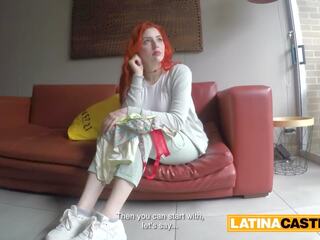 Big tits freckled redhead Colombian teen gets it raw