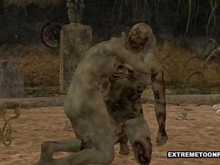 3D Zombie Gets Fucked Hard in a Graveyard