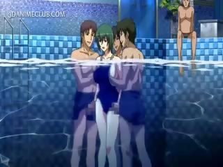 Three hot to trot Studs Fucking A flirty Anime Under Water
