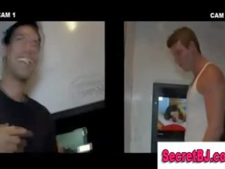 Straight lad fooled into gay suckoff by gloryhole lady and gay dude