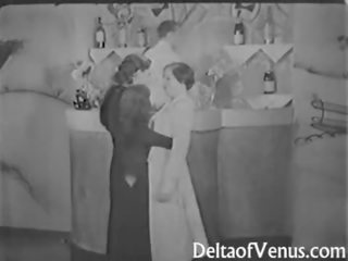 Vintage dirty film from the 1930s FFM Threesome Nudist Bar