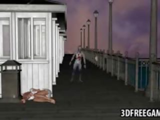 Busty 3D Cartoon feature Getting Fucked By A Zombie