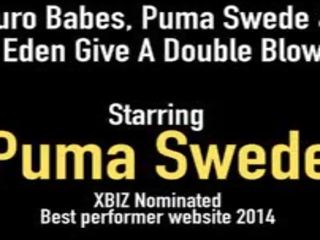 Euro Babes Puma Swede & Bobbi Eden Give a Double Blowjob